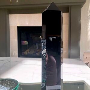 Giant Obsidian Crystal Tower (Volcanic Glass) carved and shaped to perfection